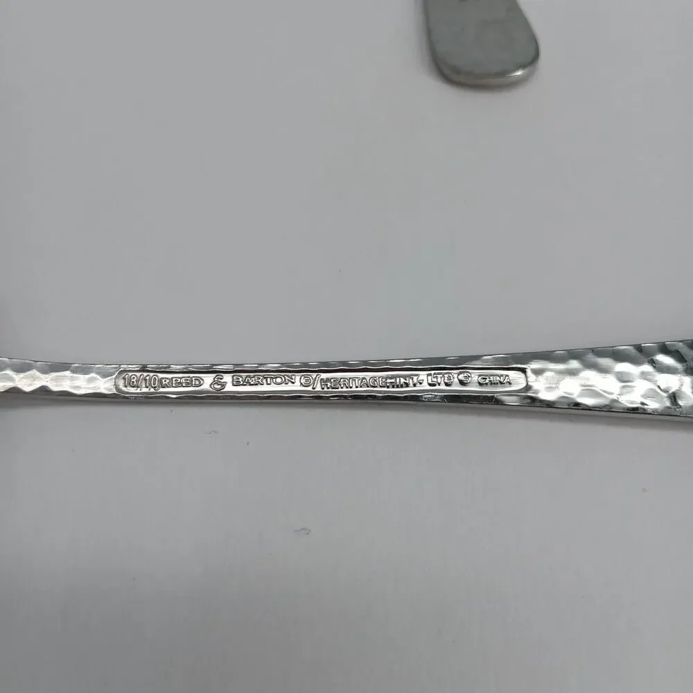 2X LH Tsp Reed and Barton OLDE ENGLISH HAMMERED Stainless Long Tea Malt Spoons